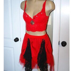 OOAK Woodland gypsy  Fire fairy or red demon costume,